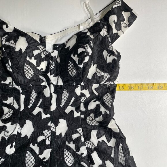 Aidan Mattox Cocktail Dress Womens 4 Black Embroidered Overlay Off Shoulder HOCO - Picture 15 of 16
